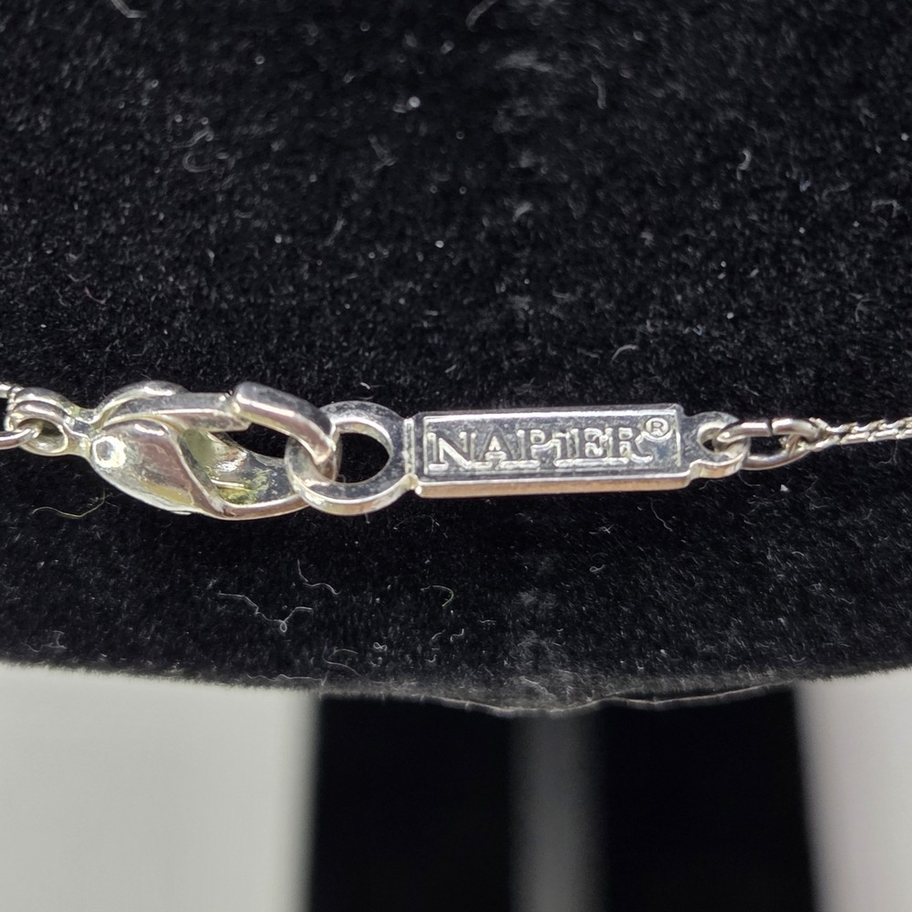 VTG Napier Silver Tone Beaded Necklace Signed 20" Alternate Brushed & Smooth 6mm - Picture 6 of 6